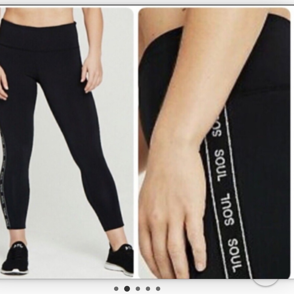 SoulCycle Women's Black Leggings with Logo Side Stripe